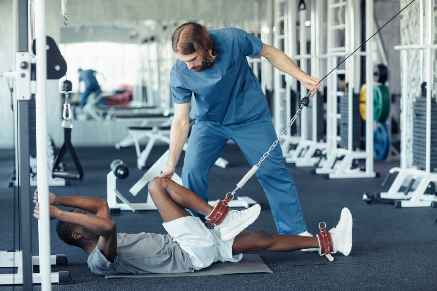 Doctor working with physical condition of patient