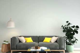 Living room decorated with chairs, sofa and small plant pots